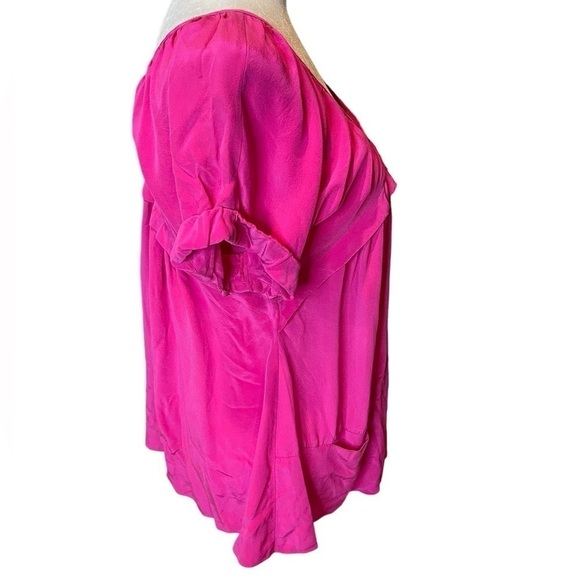 Rebecca Taylor Pink Silk Babydoll Blouse Y2K size small (2) short sleeves - Picture 9 of 14